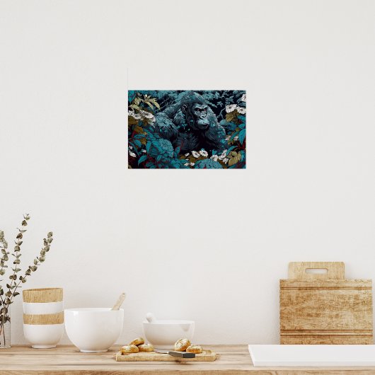 Gorilla Wall Poster, Kunstillustratie Poster (Keuken)