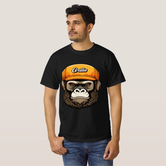 Gorilla wearing headphones fun t-shirt (Voorkant volledig)