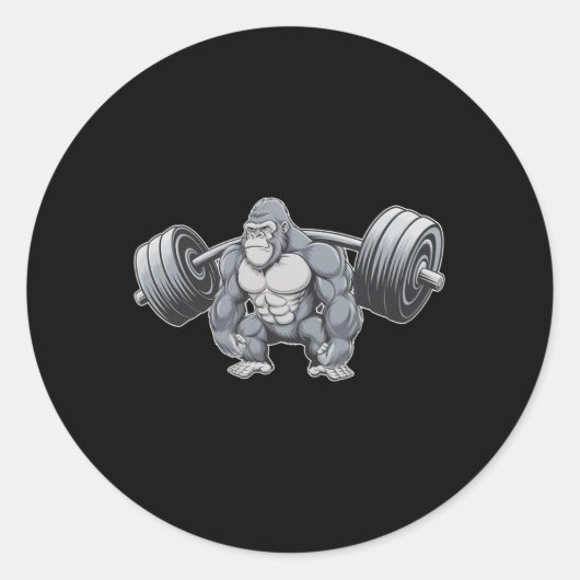 Gorilla Weightlifting Fitness Gym Training Bodybui Ronde Sticker (Voorkant)