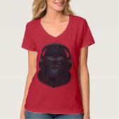Gorilla with Headphones — Fierce Music Lover  T-shirt (Voorkant)