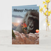 Gorilla With Loving Eyes, Birthday Kaart (Gele Bloem)