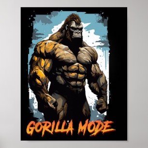 Gorilla Workout T-shirts Gorilla Mode Gym En Bodyb Poster