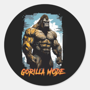 Gorilla Workout T-shirts Gorilla Mode Gym En Bodyb Ronde Sticker