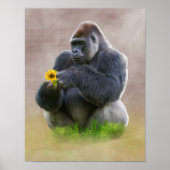 Gorilla & Yellow Daisy Poster (Voorkant)