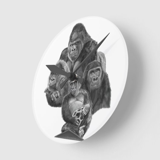 GorillaFamily Clock ゴリラ家族の時計 GorillaLife Ronde Klok (Hoek)