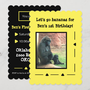 Gorillas Go Bananas Birthday Invitation Kaart