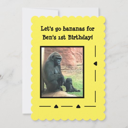 Gorilla's Go Bananas Verjaardag Uitnodiging (Voorkant)