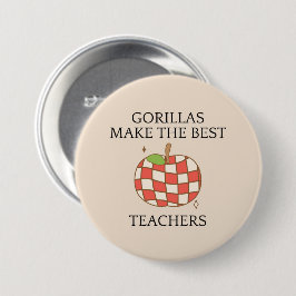 Gorilla's maken de beste leraren appel ronde button 7,6 cm