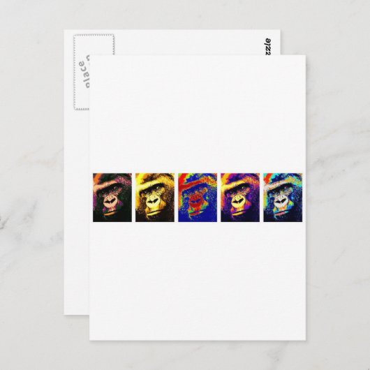 Gorillas Pop Art Briefkaart (Voorkant / Achterkant)