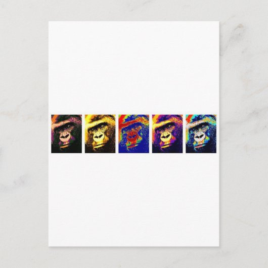 Gorillas Pop Art Briefkaart (Voorkant)