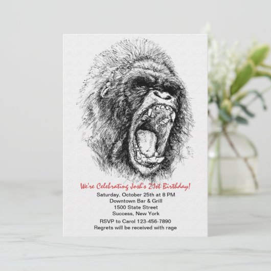 Gorilla's Rage Party Invitation Kaart (Staand voorkant)