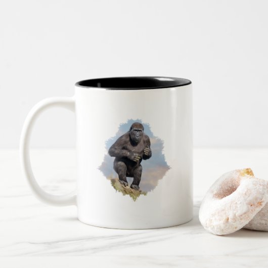 Gorilla's Tree-Balancing Act Tweekleurige Koffiemok (Met donut)