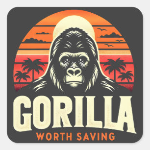 Gorilla's Worth Saving World Wildlife Day Vierkante Sticker