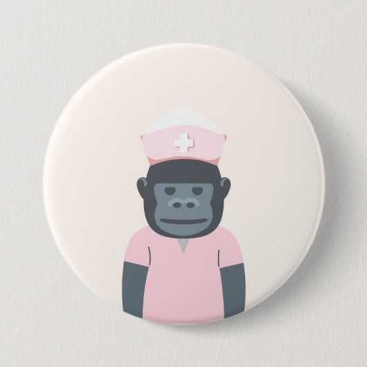 gorillaverpleegster ronde button 7,6 cm (Voorkant)