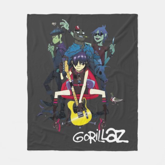 Gorillaz T-shirt Fleece Deken (Voorkant)