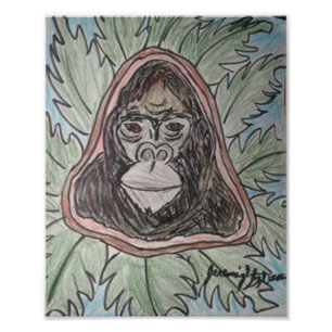 Gorillla Color Pencil Foto Afdruk