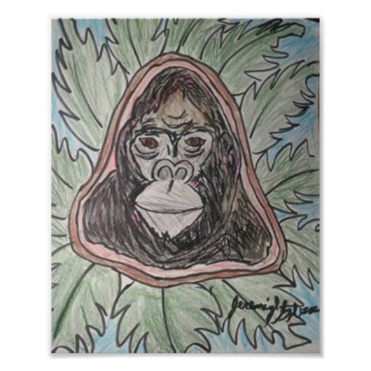 Gorillla Color Pencil Foto Afdruk (Voorkant)