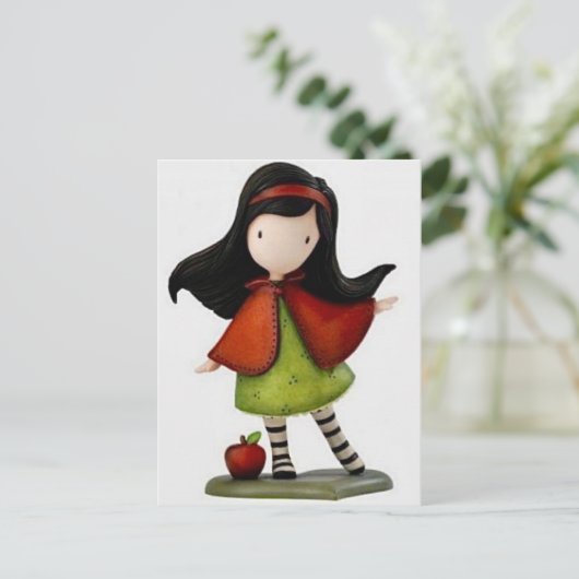 Gorjuss Girl en Apple a Day Post Card Briefkaart (Staand voorkant)