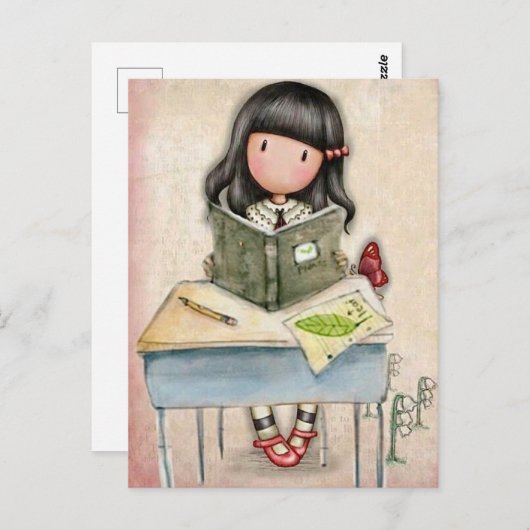 Gorjuss Meisje Studietijd Briefkaart  (Voorkant / Achterkant)