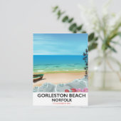 Gorleston Beach Norfolk spoorposter. Briefkaart (Staand voorkant)