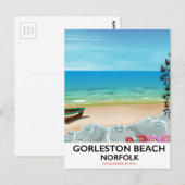 Gorleston Beach Norfolk spoorposter. Briefkaart (Voorkant / Achterkant)