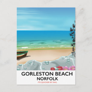 Gorleston Beach Norfolk spoorposter. Briefkaart