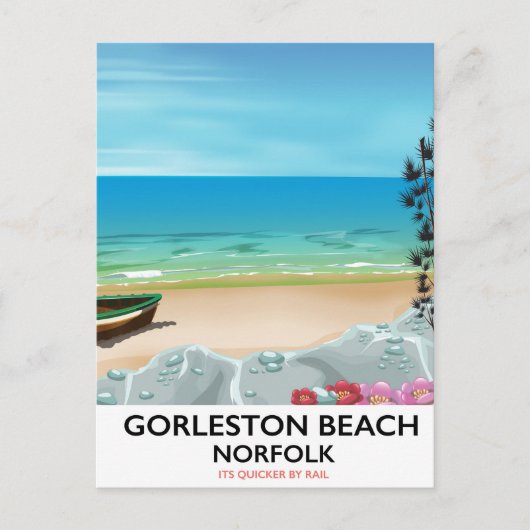 Gorleston Beach Norfolk spoorposter. Briefkaart (Voorkant)