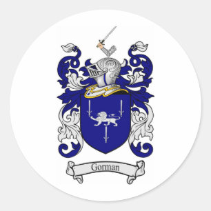 GORMAN FAMILY CREST - GORMAN COAT OF ARMS RONDE STICKER