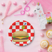 Gormet Cheeseburger Papieren Bordje (Feest)