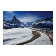 Gornergrat spoorwegtrein en Matterhorn in Zermatt