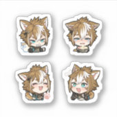 Gorou Genshin Impact 4 stickers op een vel (Voorkant)