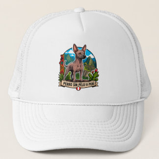 GORRA CON LA IMAGEN DEL PERRO SIN PELO DEL PERU TRUCKER PET