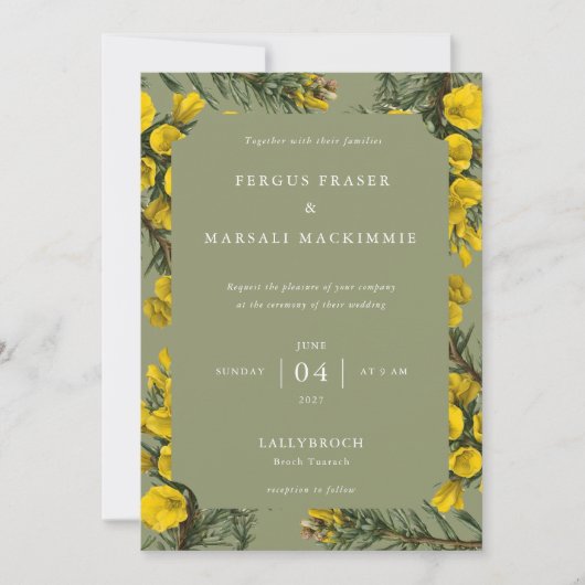 Gorse Botanical Pattern Invitation Kaart (Voorkant)