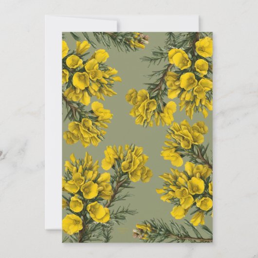 Gorse Botanical Pattern Invitation Kaart (Achterkant)