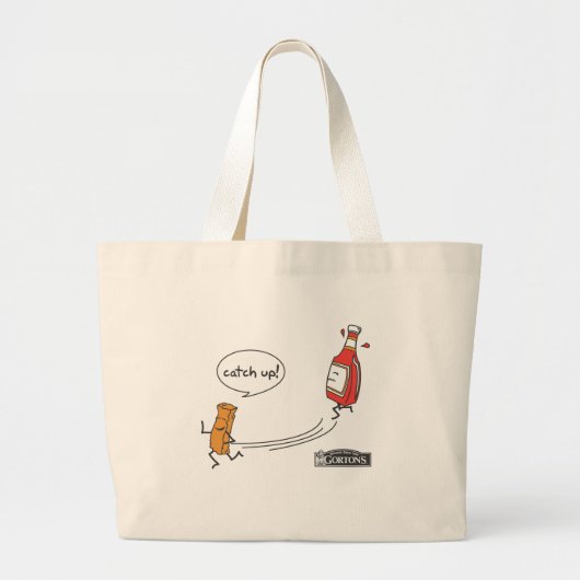 Gorton's vangt op. grote tote bag (Voorkant)