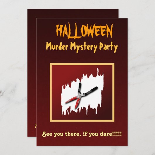 Gory Halloween moord Mystery Party uitnodiging (Voorkant / Achterkant)