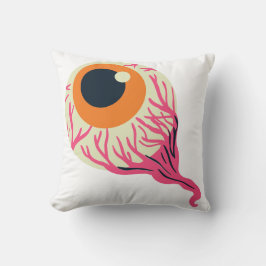 Gory Pink Orange Eyeball Veins Graphic Halloween Kussen