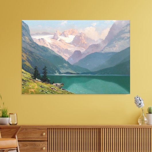 Gosau-meer met de Dachstein Canvas Afdruk (Insitu (Woonkamer))