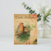 Gosbeak Birds Floral French Carte Postale Briefkaart (Staand voorkant)