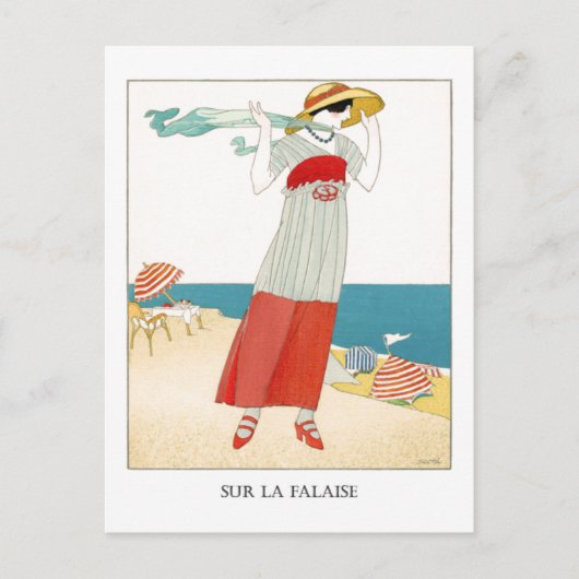 Gose French Art Deco Mode Illustratie Briefkaart (Voorkant)