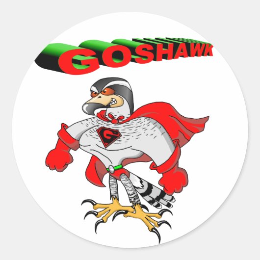 Goshawk Cartoon Ronde Sticker (Voorkant)