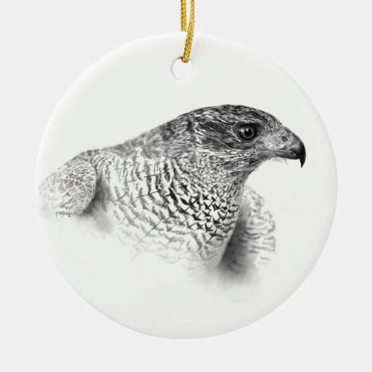 Goshawk Drawing Keramisch Ornament (Voorkant)