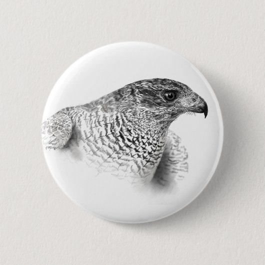 Goshawk Drawing Ronde Button 5,7 Cm (Voorkant)