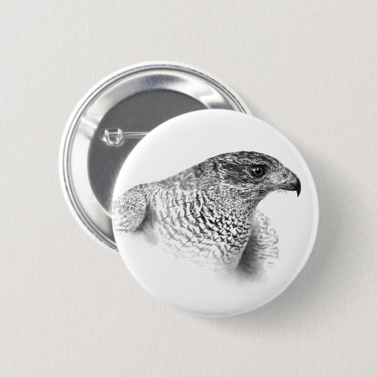 Goshawk Drawing Ronde Button 5,7 Cm (Voorkant /achterkant)