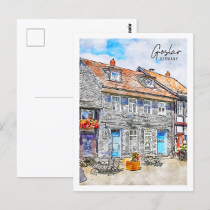 Goslar Duitsland Travel Place Waterverf Briefkaart