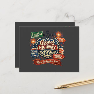 Gospel Highway 66 Christelijk Patriottisch Ontwerp Briefkaart