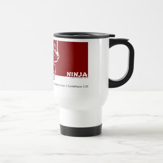 Gospel Ninja Red over White Travel Mug Reisbeker (Rechts)