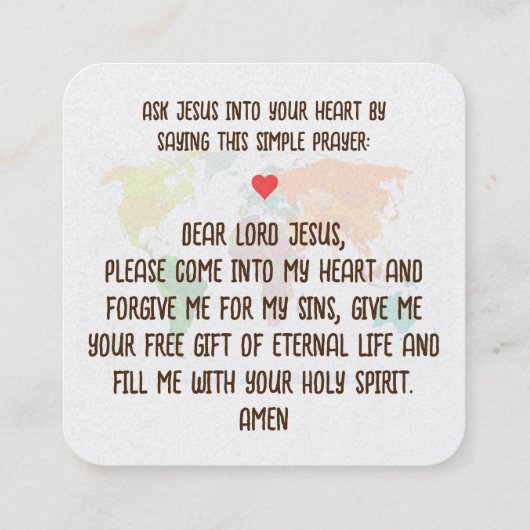 Gospel Tract Kaart Vierkante Visitekaartje (Achterkant)