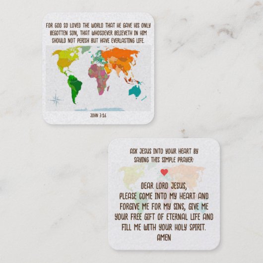 Gospel Tract Kaart Vierkante Visitekaartje (Voorkant / Achterkant)