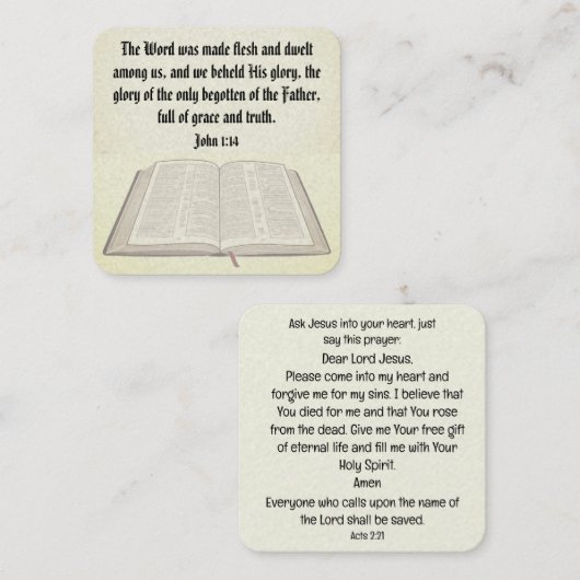 Gospel Tract Kaart Vierkante Visitekaartje (Voorkant / Achterkant)